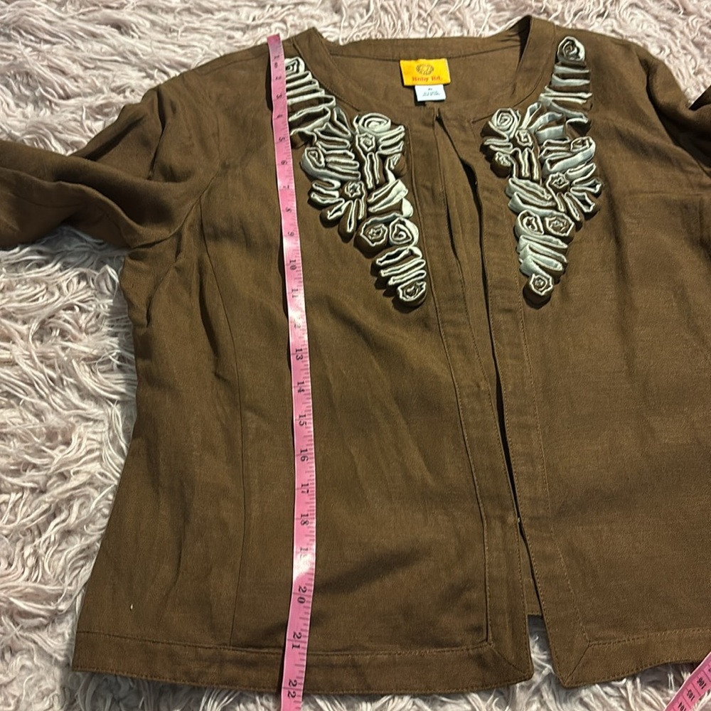 Ruby Rd. Linen Blend Embroidered Light Jacket - Picture 8 of 9